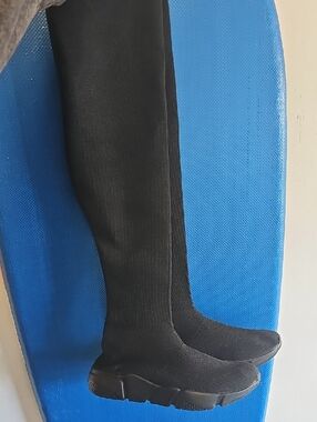 Black Knee-High Stretch Sock Boots